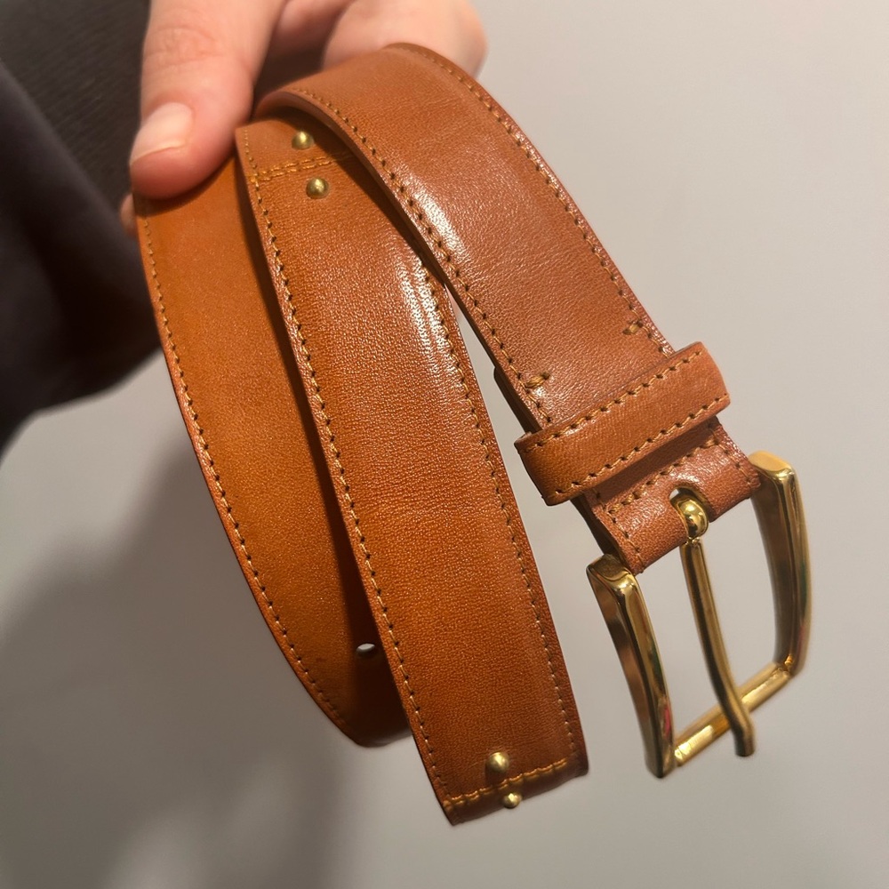 Saks Fifth Avenue Cognac Brown Real Leather Belt size S